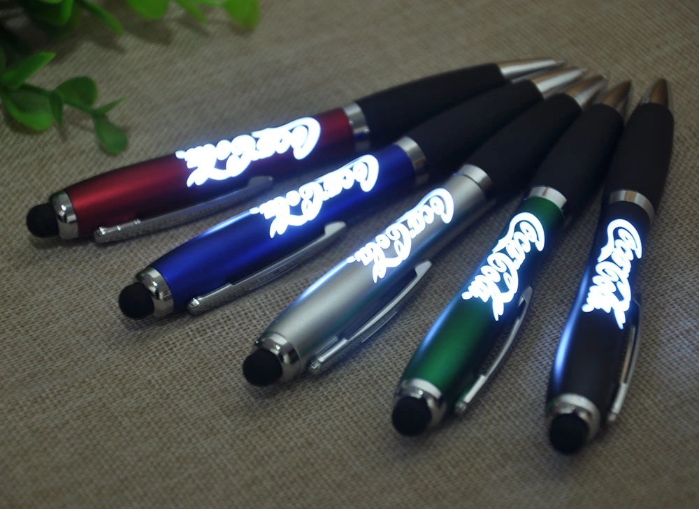 Custom Light up Pen Logo Design Advertisement Promotional LED Ball Pen