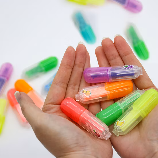 Pluma perfumada con sabor a fruta determinada del resaltador de los efectos de escritorio lindos coloridos promocionales de la escuela de la oficina
